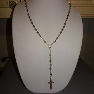 Vintage Silver Tone Religious Christian Our Lady of Fatima Cross Crucifix Rosary